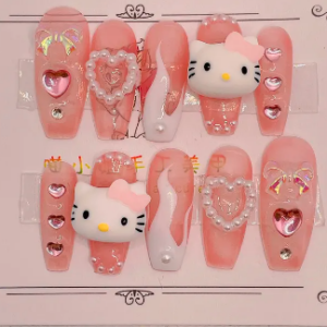 Uñas postizas de Hello Kitty 3D