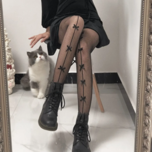 Medias de red con lazos fishnets