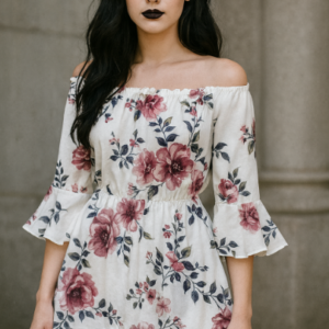 VN83 VESTIDO BLANCO CON FLORES