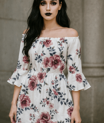 VN83 VESTIDO BLANCO CON FLORES