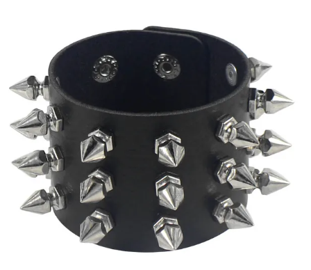 Brazalete cuero punk espinas color negro - Image 2