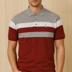 VN296 CAMISA GRIS CON ROJO CON FRANJAS