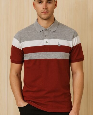 VN296 CAMISA GRIS CON ROJO CON FRANJAS