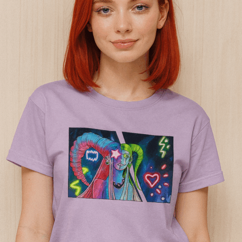 LC3 CAMISETA LILA CON MUÑECA CON CUERNOS