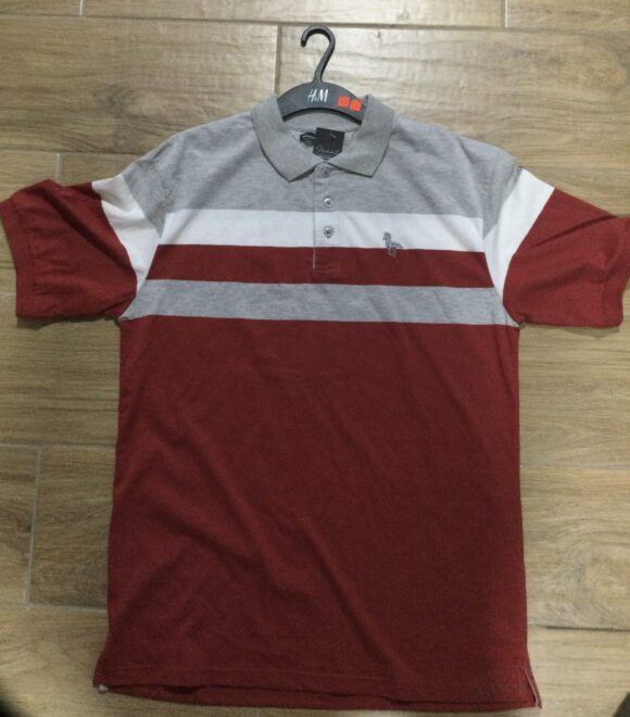VN296 CAMISA GRIS CON ROJO CON FRANJAS