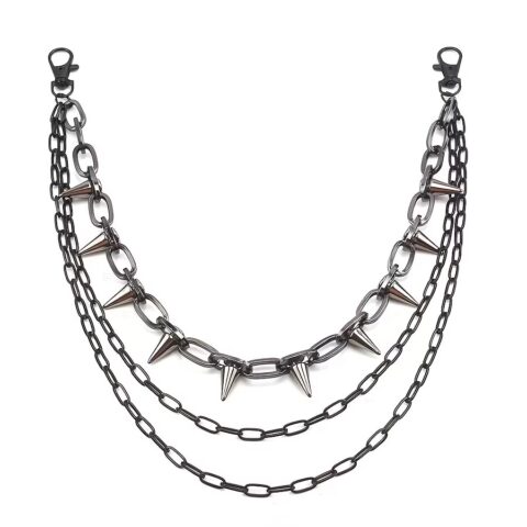 VN326 Cadena de pantalón Punk de púas y esclavas