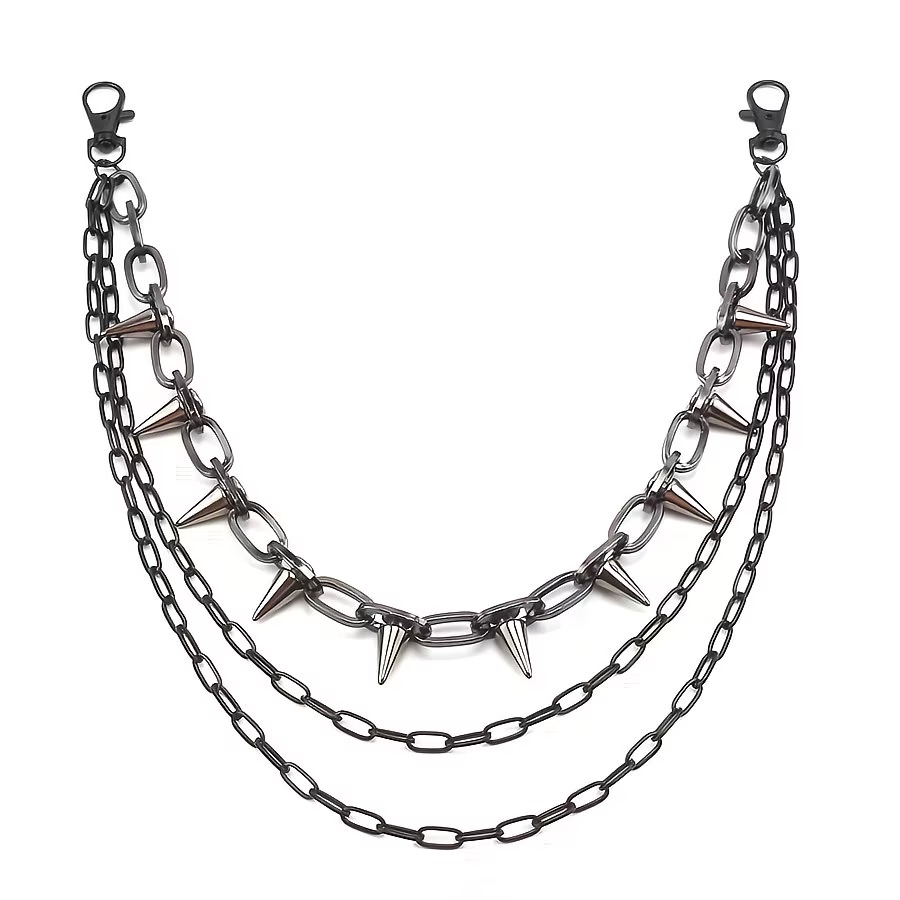 VN326 Cadena de pantalón Punk de púas y esclavas