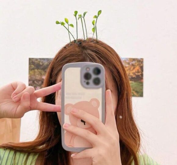 VINCHA de pelo verde de planta - Image 2