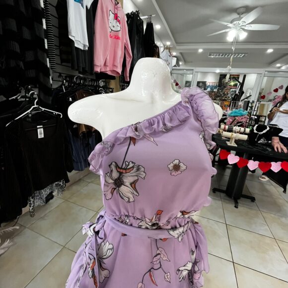 Vestido Lila con decoración de flores - Image 4