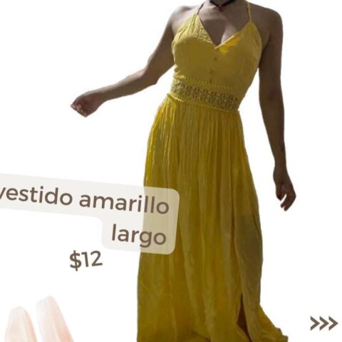 Vestido amarillo largo para playa