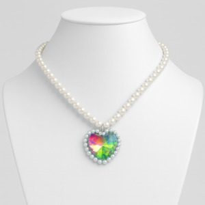 Collar largo de perlas y cristal de corazón tornadol