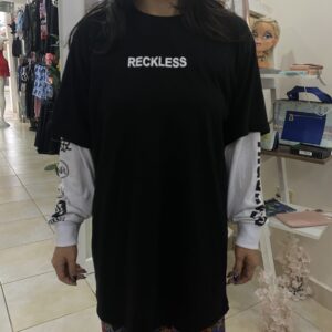 Camiseta mangas largas RECKLESS blanco y negro