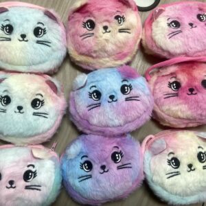 Carteras afelpadas de gatito arcoiris