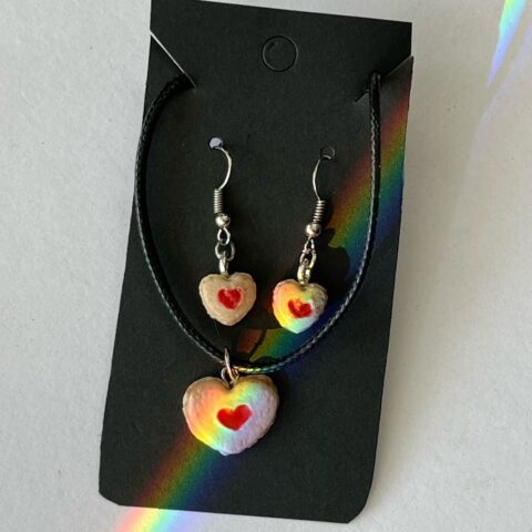 set de aretes y collar porcelana hecho a mano SP52