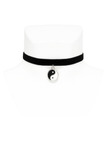 vn997 Choker terciopelo con Yin y Yang