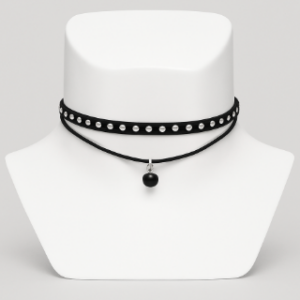 vn998 Choker gargantilla Negra con Esfera Colgante