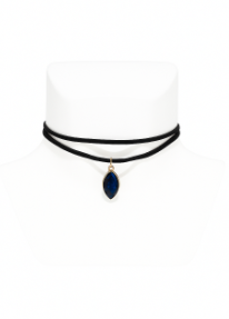 vn1000 Choker doble con gema azul