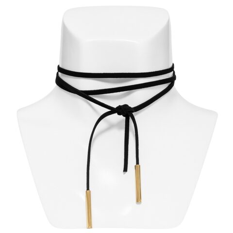 vn983 Choker Negro con Puntas Doradas Ajustables