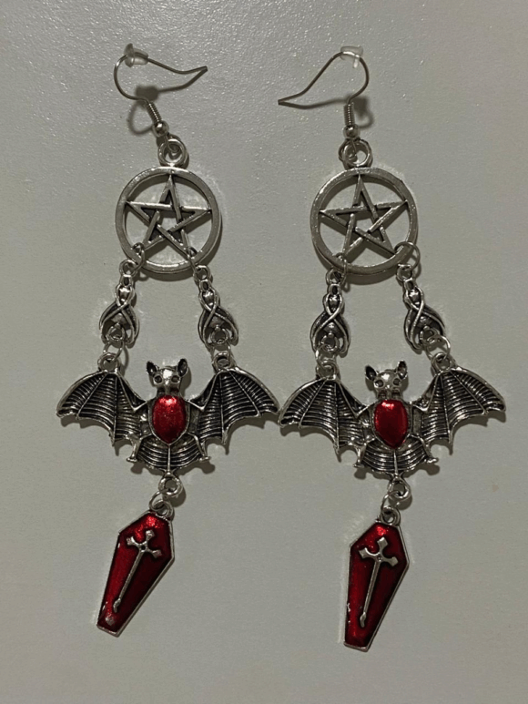 vn1039 Pendientes vampiro rubí