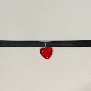 GP83 Choker de Cinta y Corazón de Cristal