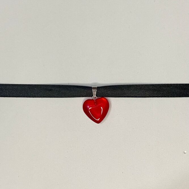 GP83 Choker de Cinta y Corazón de Cristal