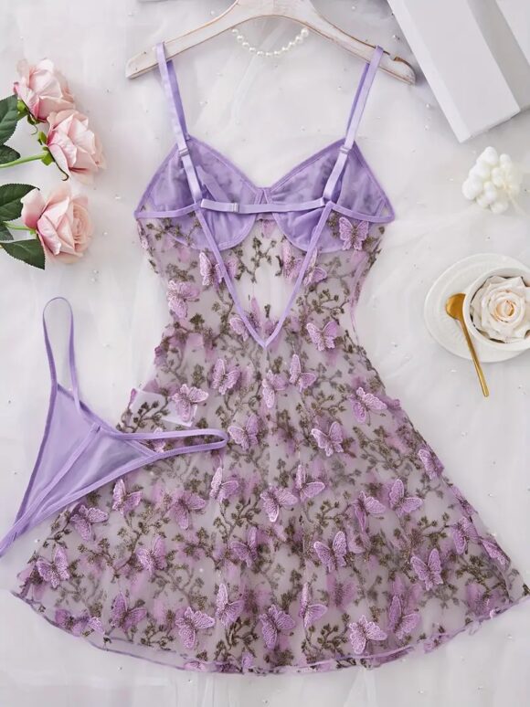 VN1089 Vestido lavanda y mariposas T/M - Image 4