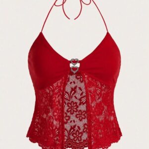 GP93 Top Roja Y2K con 2 Dijes de Corazón M