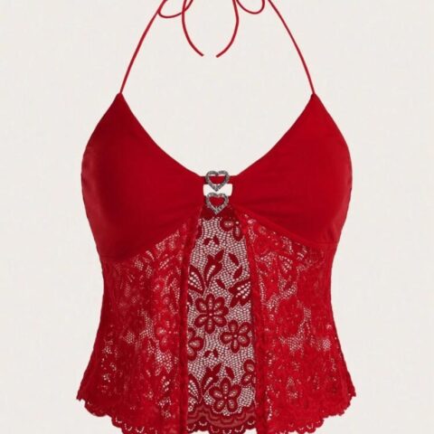 GP93 Top Roja Y2K con 2 Dijes de Corazón M