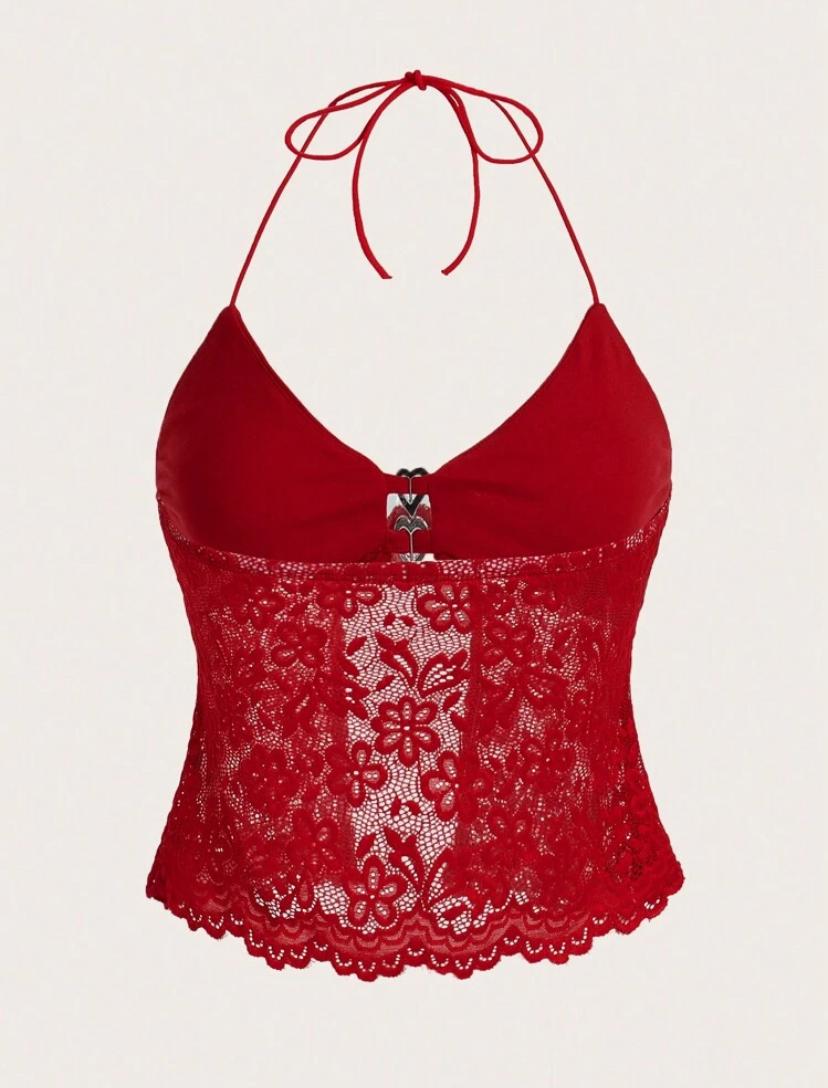 GP93 Top Roja Y2K con 2 Dijes de Corazón M - Image 3