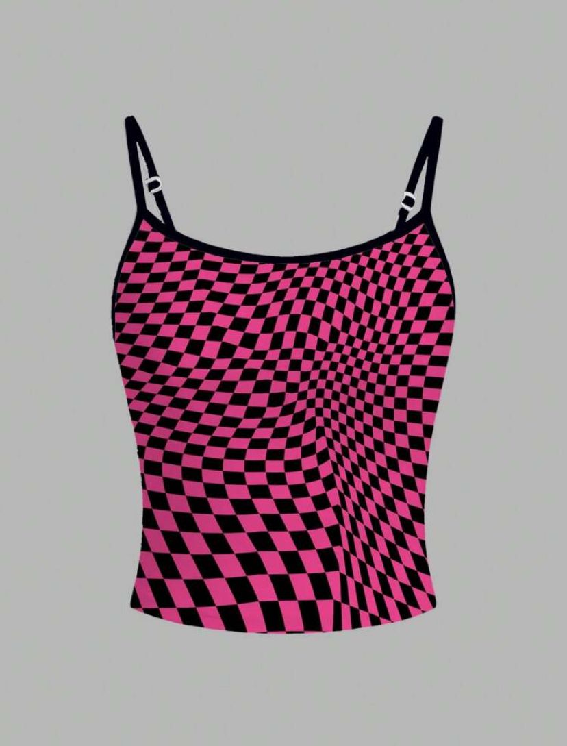 GP89 Top Emo de Cuadros Fucsia M