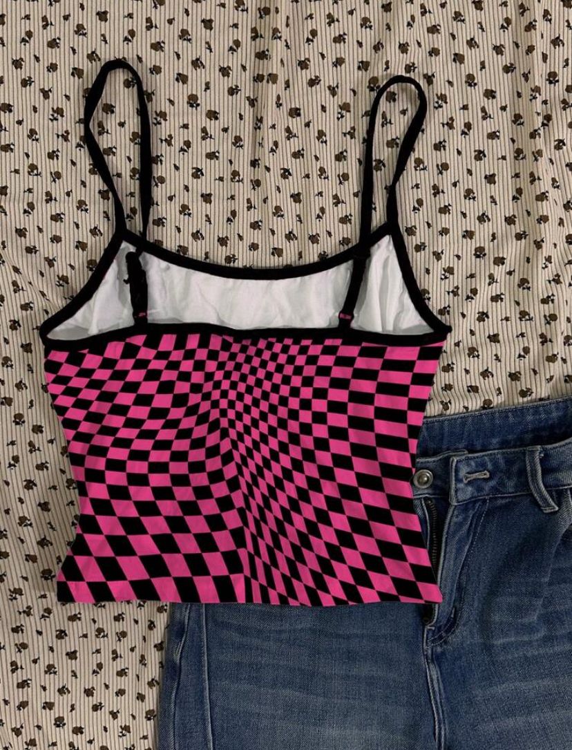 GP89 Top Emo de Cuadros Fucsia M - Image 3