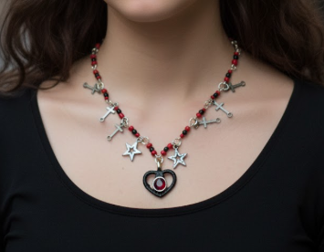 VN1101 Collar Lily rojo con negro