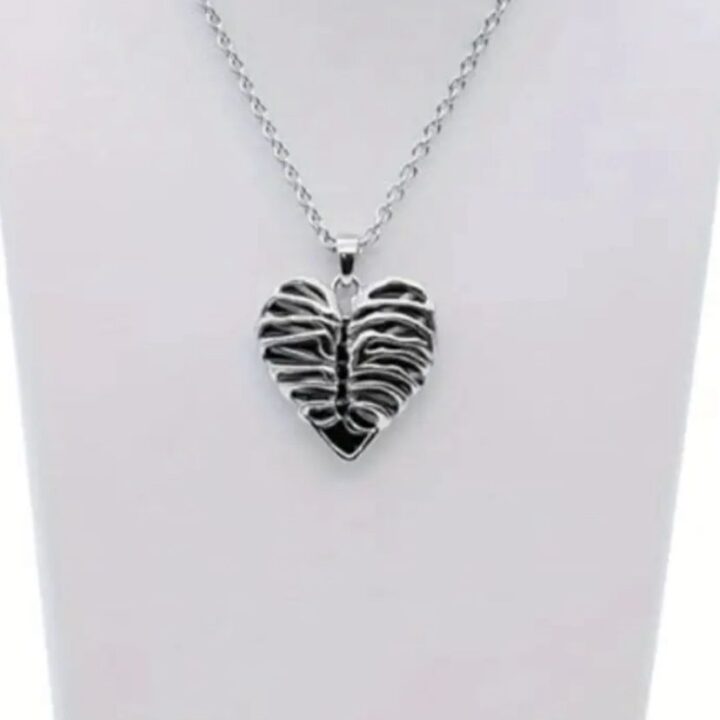VN1124 Collar de Corazón Zirconio Costillas Esqueléticas