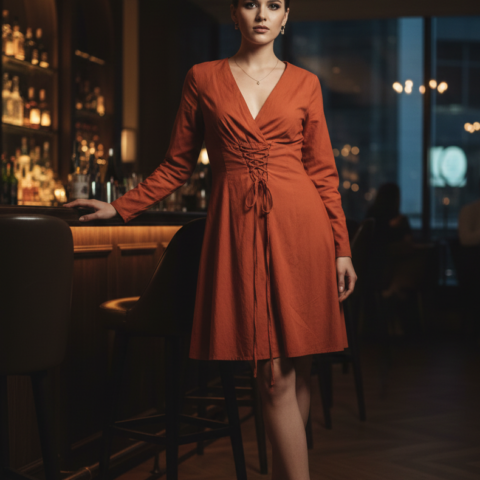 vn1159 Vestido Midi Cobre T/L