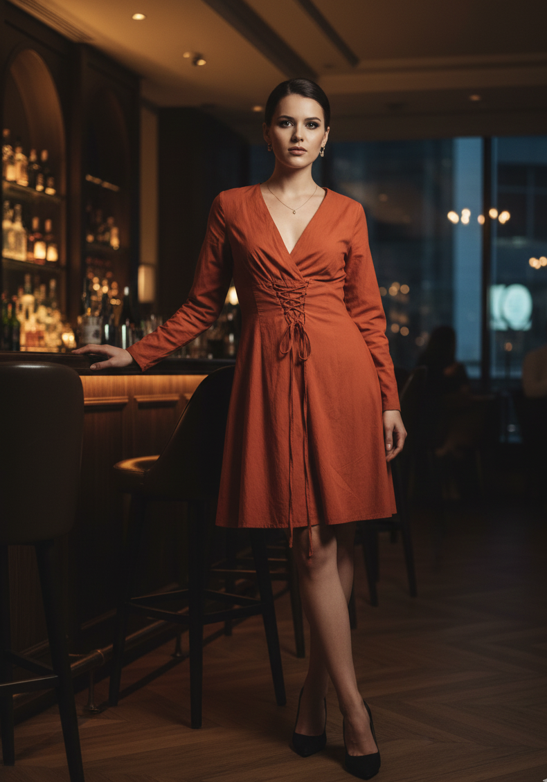 vn1159 Vestido Midi Cobre T/L