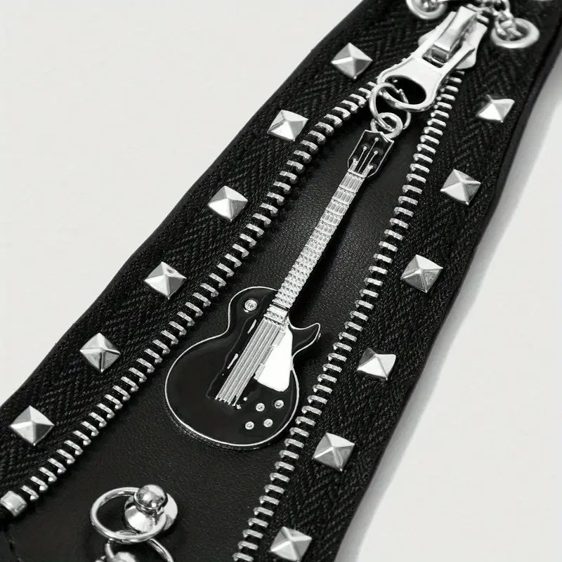 vn1163 Corbata de Cremallera con Calavera y Púas - Image 2