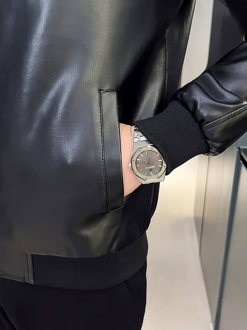 vn1170 Chaqueta cuello nerú cuero negro T/M - Image 4