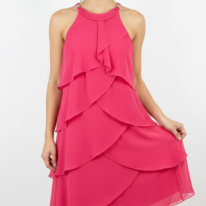 VN1161 Vestido Rosado Cóctel Glam T/M
