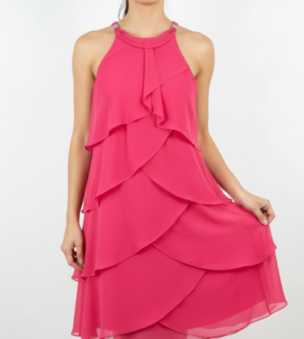 VN1161 Vestido Rosado Cóctel Glam T/M