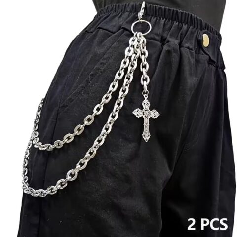 VN1186 Cadena Doble Para Pantalón con Cruz