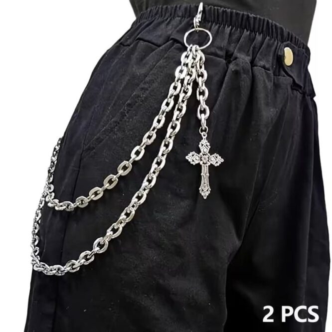 VN1186 Cadena Doble Para Pantalón con Cruz