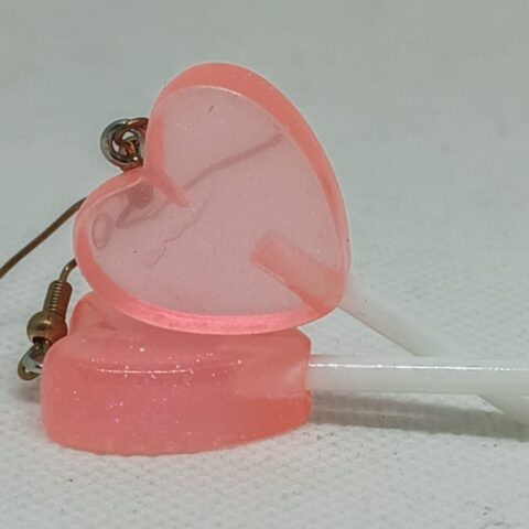 SP121 Aretes Paletas de Corazon Fresa