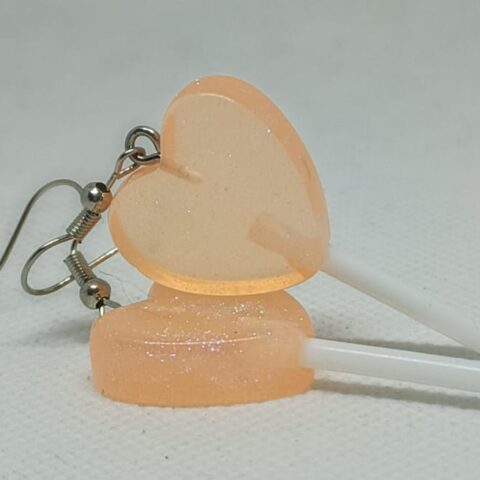 SP123 Aretes Paletas de Corazon Melocoton