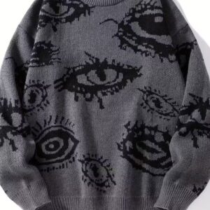 VN1300 Suéter Gris con Diseño de Ojos T/M