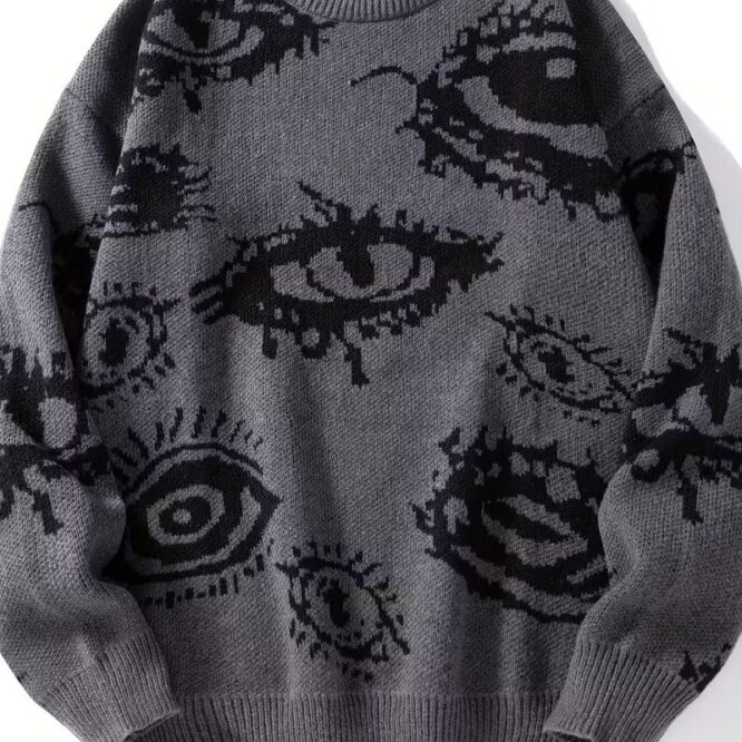 VN1300 Suéter Gris con Diseño de Ojos T/M