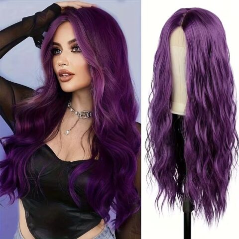 Vn1309 Peluca Larga Ondulada Morada de 71.12 cm