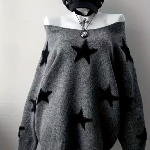 Vn1304 Cardigan Gris de Estrellas T/L