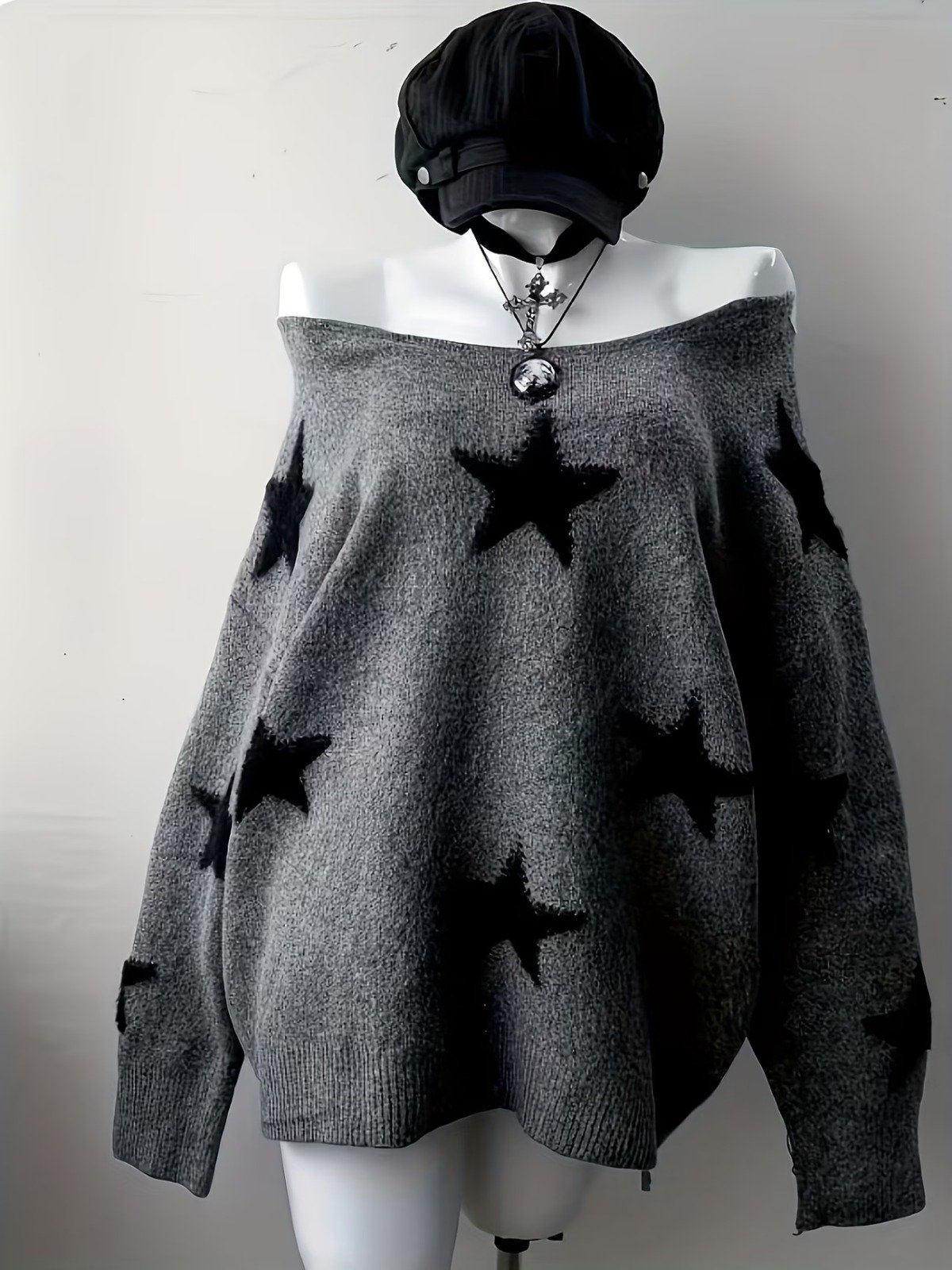 Vn1304 Cardigan Gris de Estrellas T/L