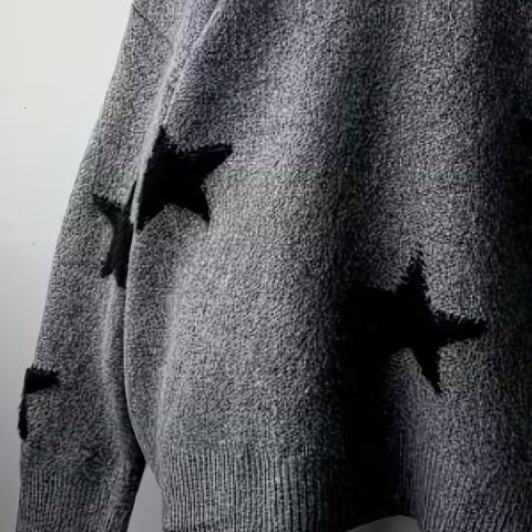 Vn1304 Cardigan Gris de Estrellas T/L