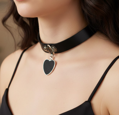 VN1278 Choker con Dije de Corazón Negro